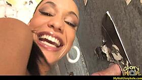 I experience the art of gloryhole blowjob with ebony beauty
