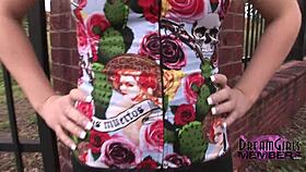 Nerdy Cutie Flashes Shaved Pussy in Ybor City