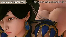 Hot and steamy cartoon with big tits and ass, hardcore sex with fighters