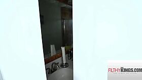 weird busty stepmom watches me pee and sucks my dick