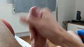 Skinny German guy narrates solo handjob with cock ring while watching gay porn