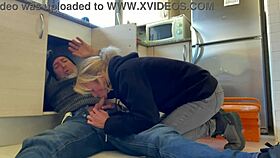 Hot Wife Giving Epic Blowjob to Plumber in Kitchen, Cum in Mouth! 😜