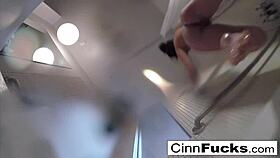 Christiana shines while rubbing in the shower and pool! 🛁