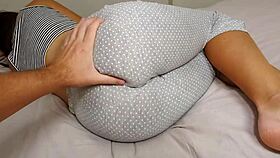 Beautiful brunette MILF shares a bed with her neighbor while her husband is away