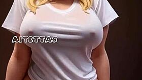 Beautiful blonde girl, AI-generated, rides huge cock in hentai.