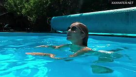 angelica, the best hungarian milf, strips naked at the pool