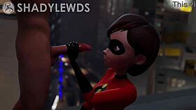 helen parr giving handjob on rooftop