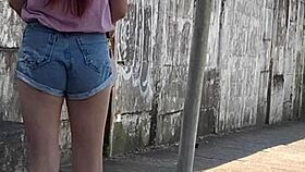 Feeling risky asking hot stranger for handjob on street