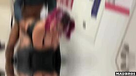 hot girl with big ass fucked by 2 bbc in laundry room