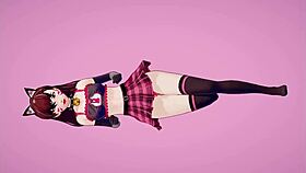 Cosplay cat girl dances bent over in doggystyle 3D anime hentai