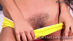 Wow, little lupe licks and sucks dildo in skinny latina pussy!