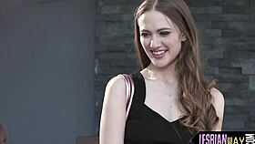 gorgeous girlfriend seduces hot boss for steamy lesbian oral play.