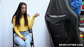 She says, I'm a teen slut getting my pussy rammed by the store officer at work.