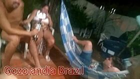 The swing couple's wild night with blonde and brunette getting facials from big cocks.