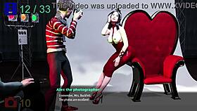 Monica model poses uncensored in 3d cartoon photoshoot.