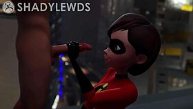 helen parr giving handjob on rooftop
