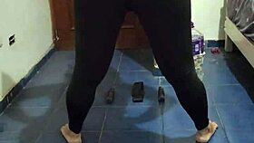 Latina Milf Flashing Ass in Lingerie During Squat Workout, Damn Hot!