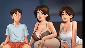 Summertime Saga features a threesome adventure with step-sis and milf.