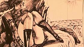 Vintage Erotic Drawings Contrast Antique Comic Anime Hentai.