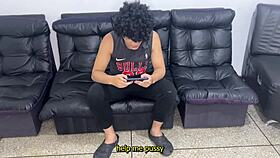 teaching my stepsister phone games while she sits on my cock?