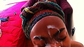 Ebony ass covered in huge cum