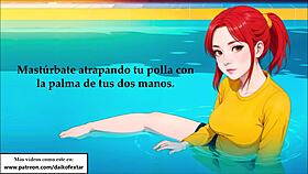 Naughty hentai joi roleplay in the pool with spanish voice instructions