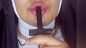 Sor Rita masturbates her dripping pussy for you