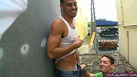 two amateur guys fucking hard in public!