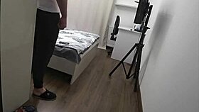 This cheating wife is fucking her best friend in the kitchen while husband is nearby