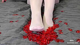 nylon foot play with hearts on valentines