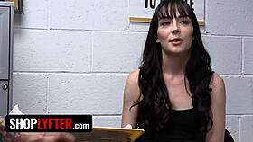 Sexy teen confronted by lp officer after sneaking out without paying?