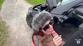Hot chick’s car broke down, I helped, and she paid with her tight pussy