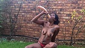 i'm watching this dirty indian slut deepthroat a dildo and vomitin and gaggin in nature