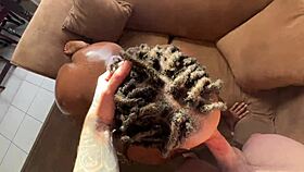 fat ass black girl begs white boy to fuck her hard until he creampies her pussy