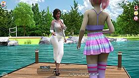 In gameplay, help the blonde hottie with big tits