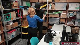 Busty MILF officer handles a thief at work