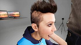 in this 3d anime hentai, a teen 18+ with big tits performs deepthroat blowjob with choking and gagging