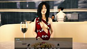 Sensual footjob in a risqué restaurant setting - Anime