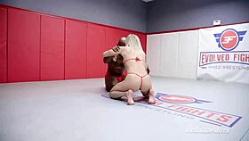 Will Tile dominates Lora Cross on the mat, then rams his huge cock into her tight 18+ pussy after a rimjob.