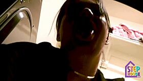 Hot Stepmom London Rose Stuck in Washer for Kinky Play