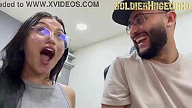 He visits my office and gives me a sloppy blowjob.