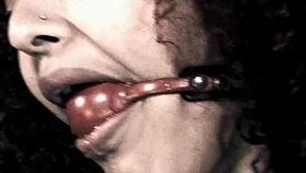 mixed girl screams 'ahh, the caning hurts so much!' in bondage