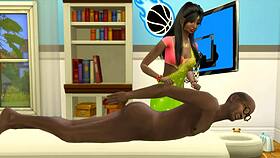 Indian teen stepdaughter gives stepdad sensual massage with erotic handjob. Her big tits shine during old and young play.