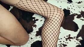 i love my milf wife in fishnets getting her ass stretched