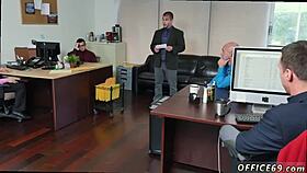 In this hardcore gay scene, the manager is a tough stud to satisfy, but he gets pleased