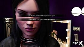 girlfriend helps with man in 3d anime hentai game