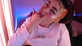 Egirl performs sloppy ahegao blowjob, spitting and drooling on cock.