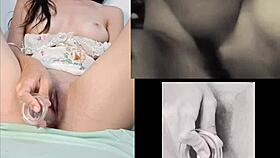 feeling so horny watching lesbian sex, masturbating hard