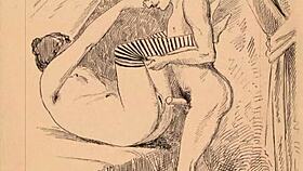 Vintage erotic drawings bring retro fantasies to life with sensual detail