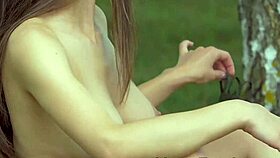 Adorable Brunette Gloria Sol Teasingly Shows Natural Tits Outdoors In Slow Motion